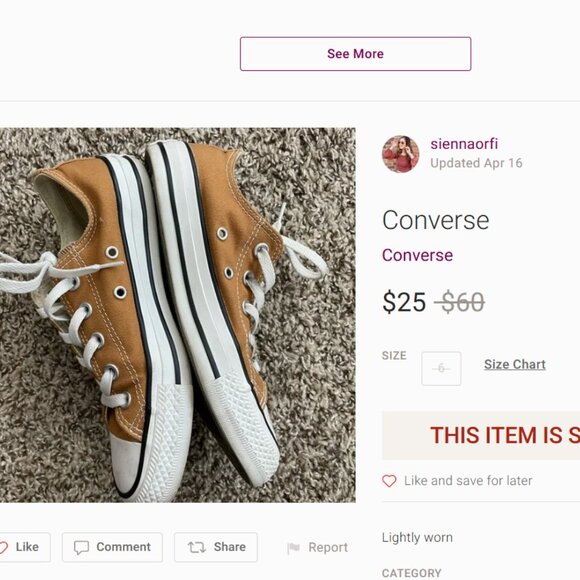 Converse Chuck Taylor All Star low-top sneakers  tan light brown canvas. - Picture 2 of 5